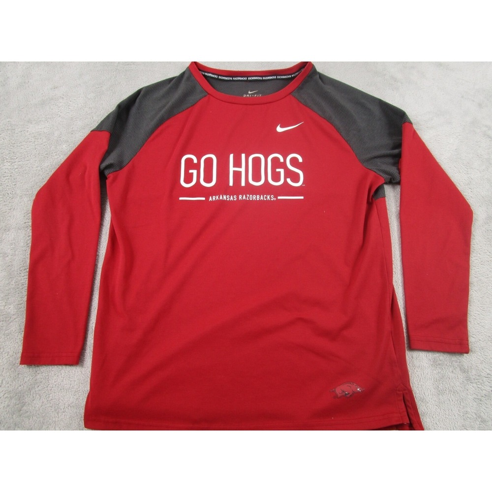 Arkansas Razorbacks Shirt Womens Medium Red Nike Dri Fit Casual